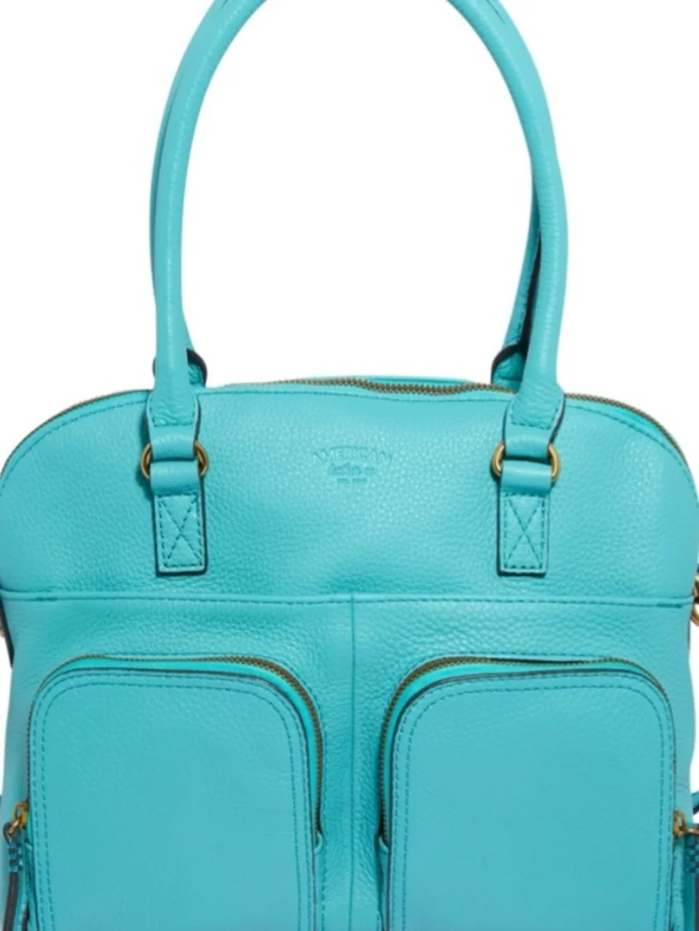 Teal Pebbled Leather Satchel Handbag
